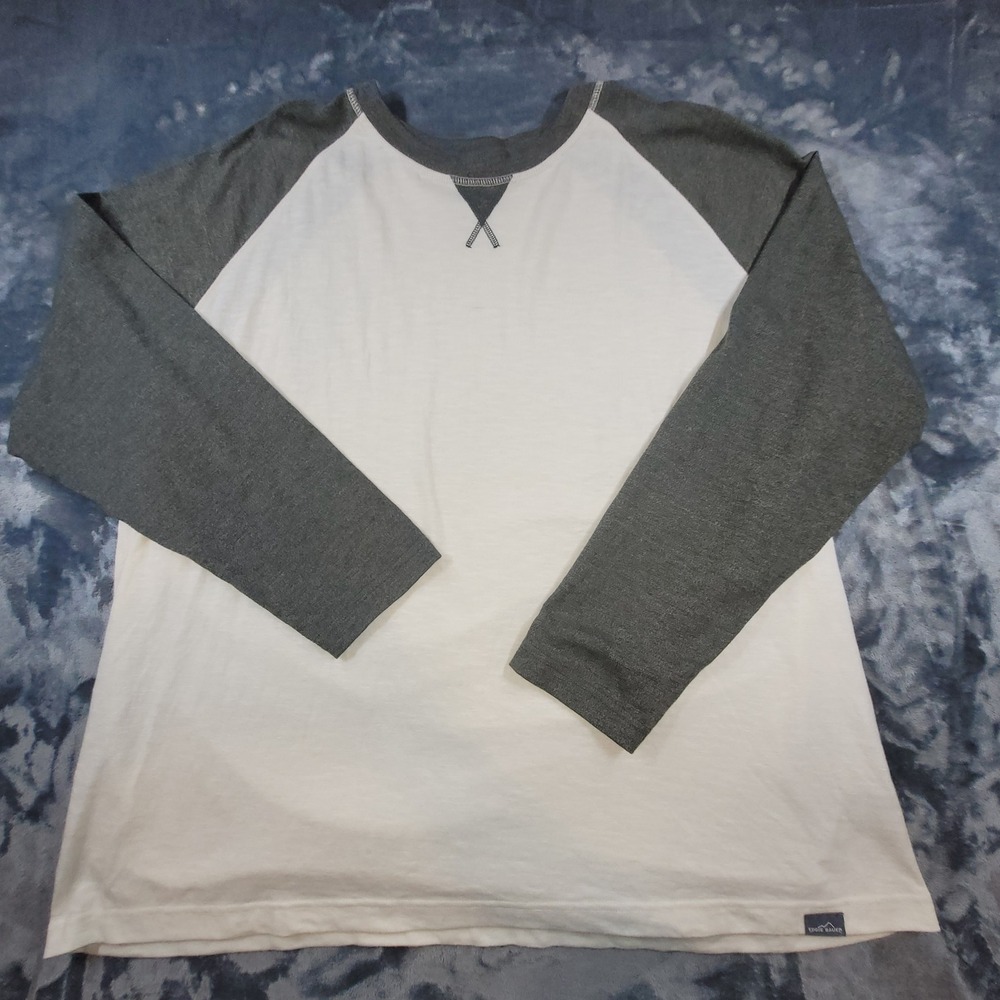 Eddie Bauer Mens XXXL Baseball Tee Cream Grey‎ Raglan Long Sleeve T-Shirt 3XL